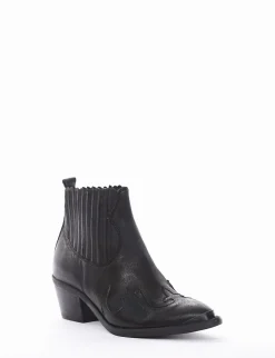 Stivaletto texano tacco 5cm nero