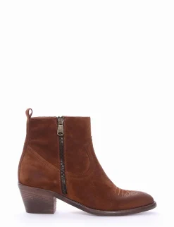 Stivaletto texano tacco 5cm cuoio