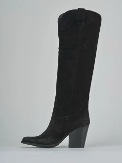 Stivali tacco 7cm camoscio nero