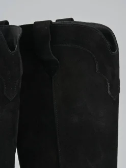 Stivali tacco 7cm camoscio nero