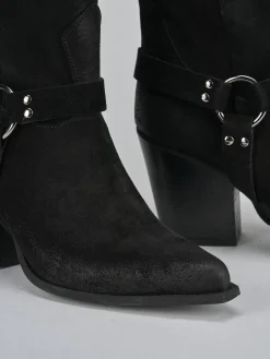 Stivali tacco 7cm camoscio nero