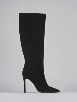 Stivali tacco 10cm camoscio nero