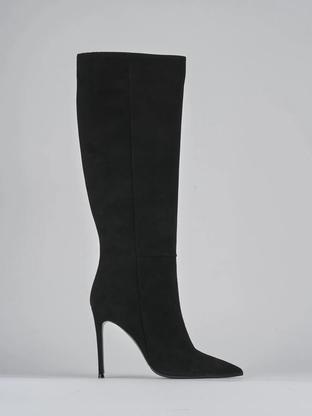 Stivali tacco 10cm camoscio nero