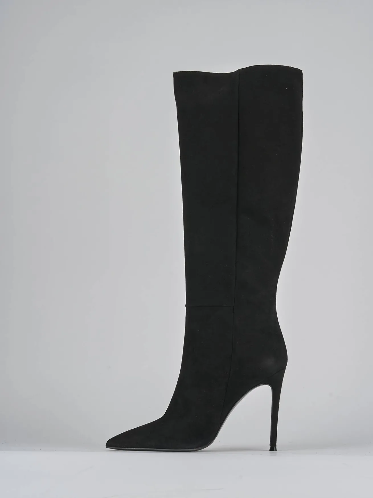 Stivali tacco 10cm camoscio nero