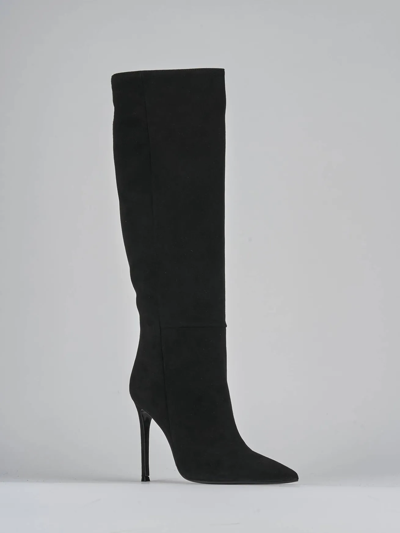 Stivali tacco 10cm camoscio nero