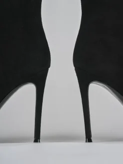 Stivali tacco 10cm camoscio nero