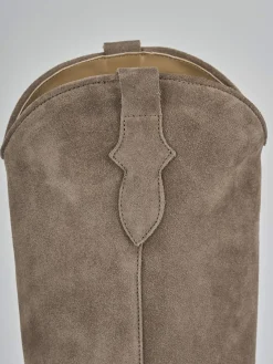 Stivali tacco 5cm camoscio beige