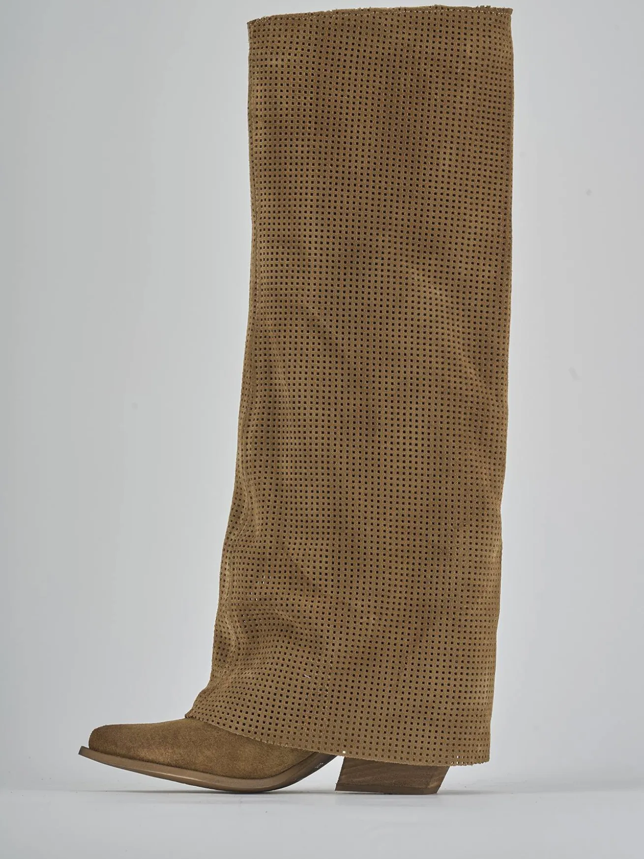 Stivali tacco 4cm camoscio marrone