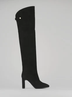 Stivali tacco 9cm camoscio nero