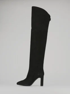 Stivali tacco 9cm camoscio nero