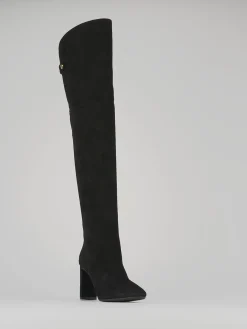 Stivali tacco 9cm camoscio nero