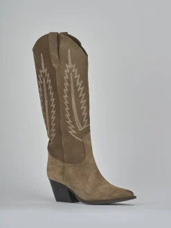 Stivali tacco 6cm camoscio beige