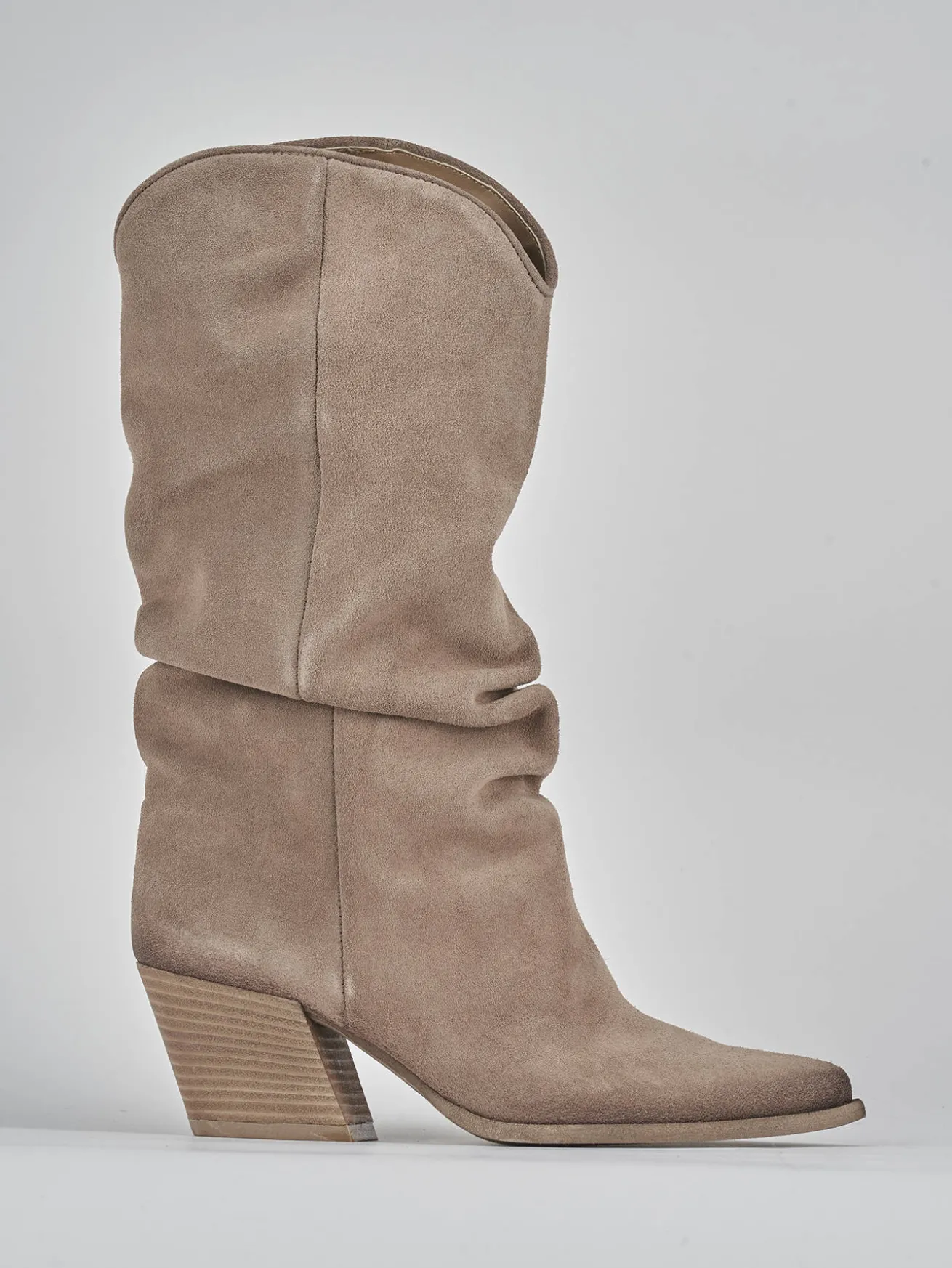 Stivali tacco 7cm camoscio beige