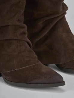 Stivali tacco 5cm camoscio testa