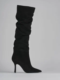 Stivali tacco 9cm camoscio nero