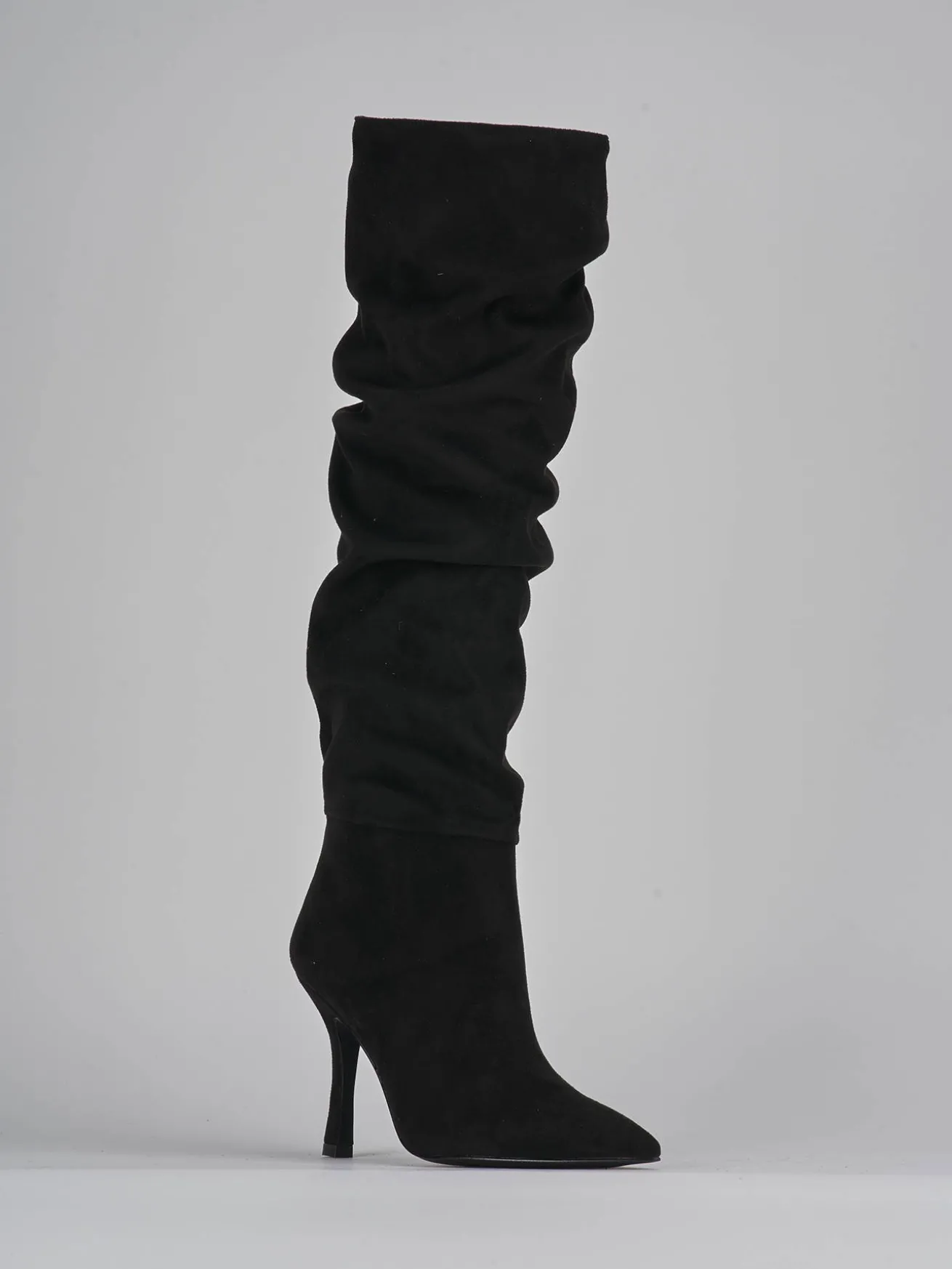 Stivali tacco 9cm camoscio nero