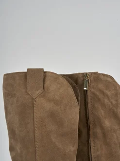 Stivali tacco 7cm camoscio marrone