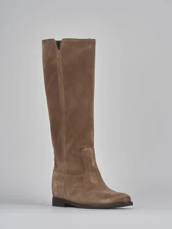 Stivali tacco 2cm camoscio beige