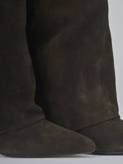 Stivali tacco 5cm camoscio testa