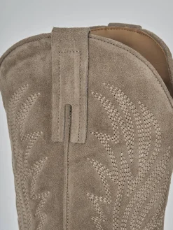 Stivali tacco 7cm camoscio beige