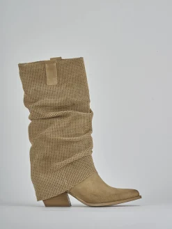 Stivali tacco 7cm camoscio marrone