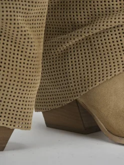 Stivali tacco 7cm camoscio marrone