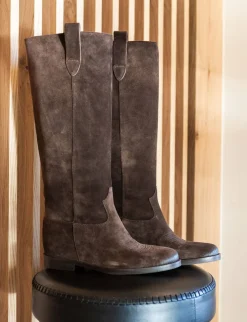 Stivali tacco 4cm camoscio testa