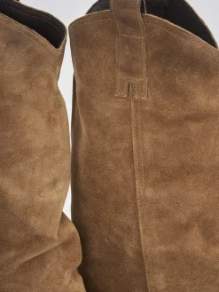 Stivali tacco 5cm camoscio marrone