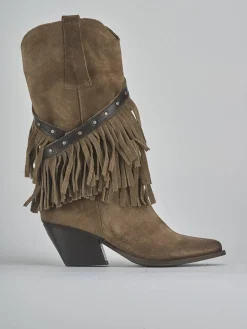 Stivali tacco 9cm camoscio beige