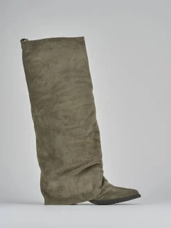 Stivali tacco 7cm camoscio grigio