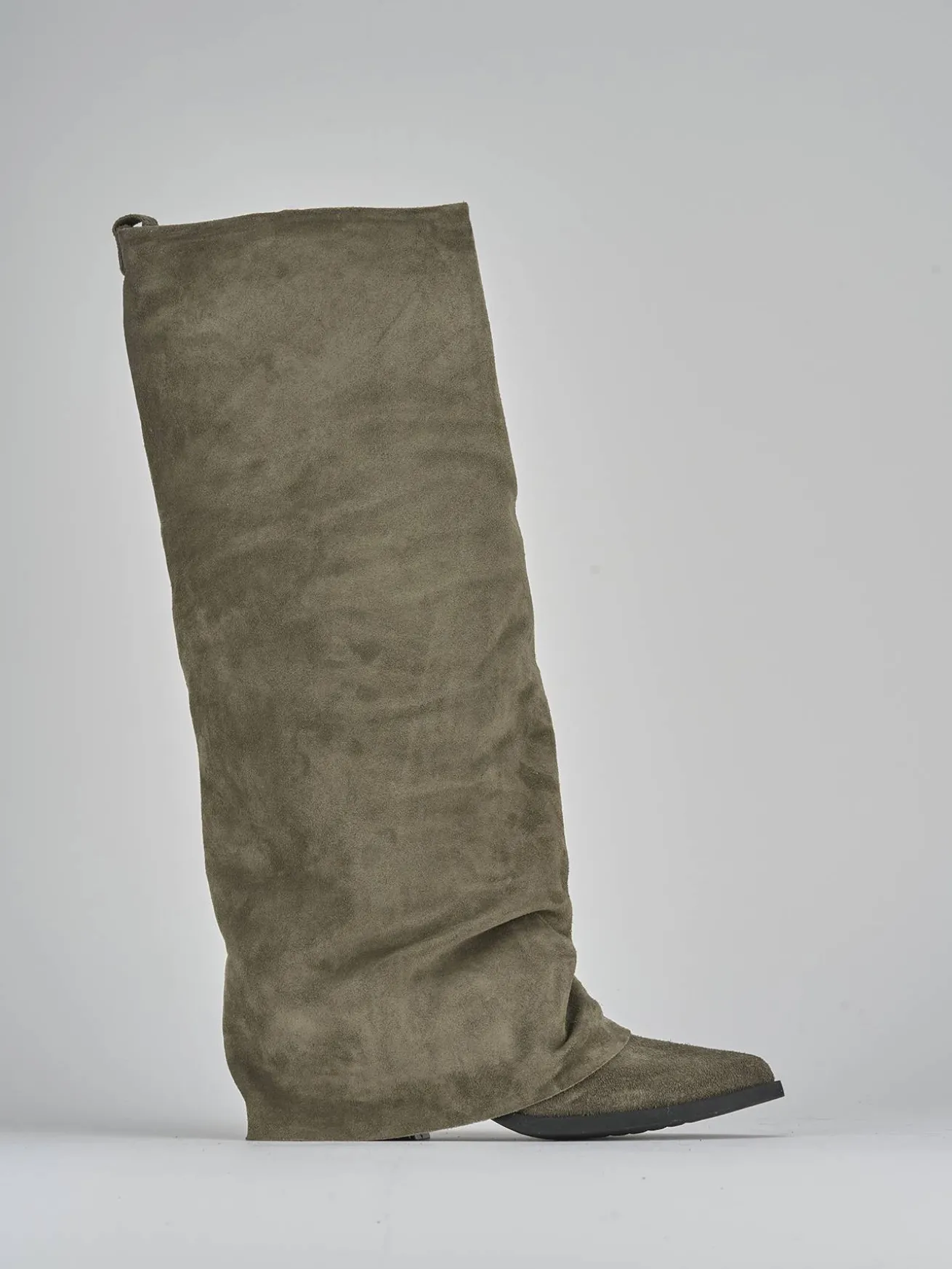 Stivali tacco 7cm camoscio grigio