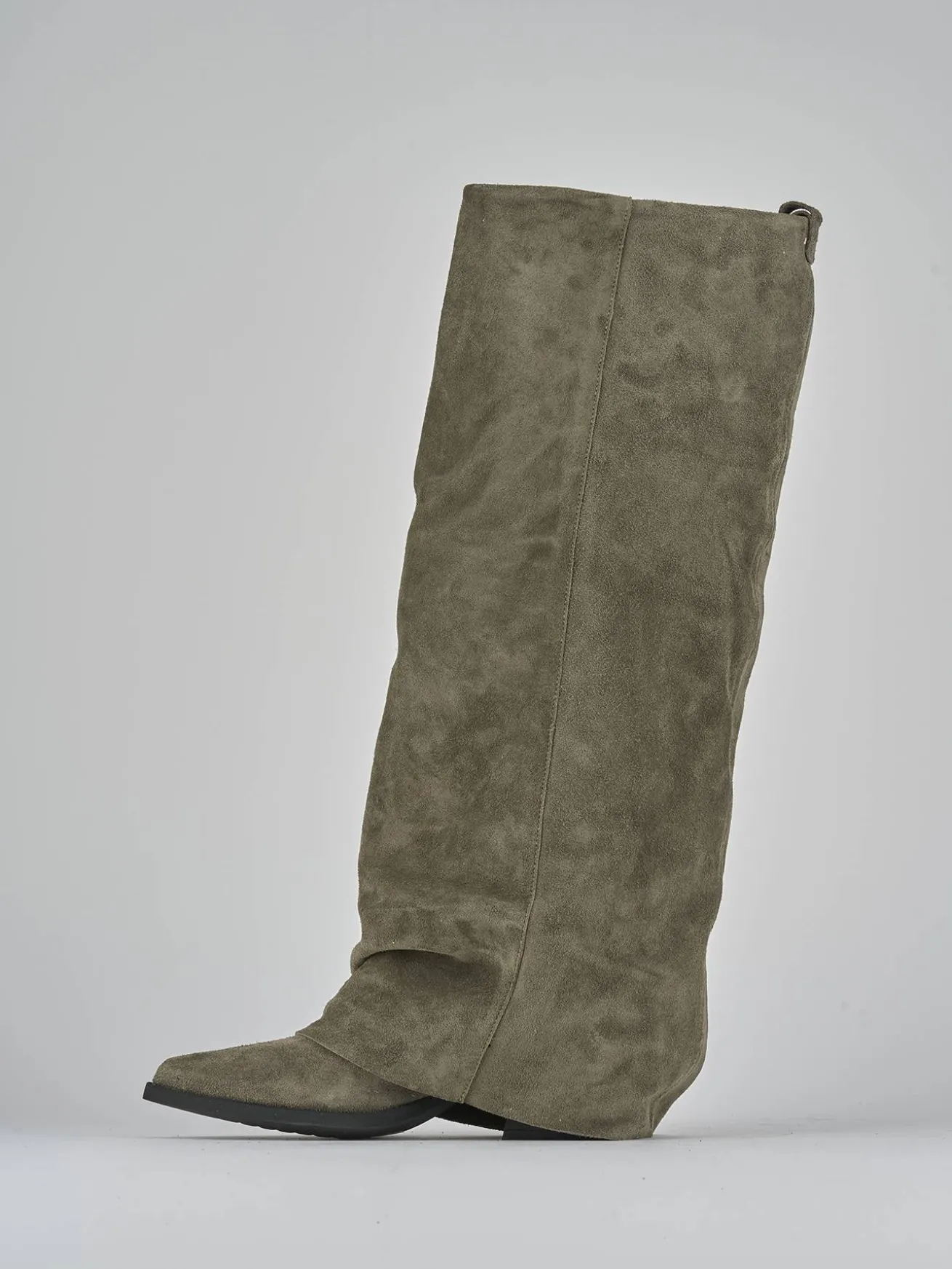 Stivali tacco 7cm camoscio grigio