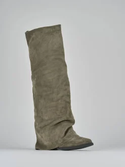 Stivali tacco 7cm camoscio grigio