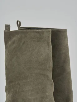 Stivali tacco 7cm camoscio grigio