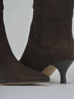 Stivali tacco 5cm camoscio testa