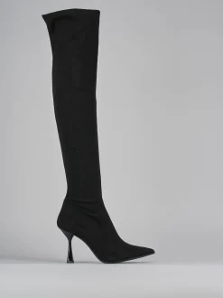 Stivali tacco 9cm camoscio nero