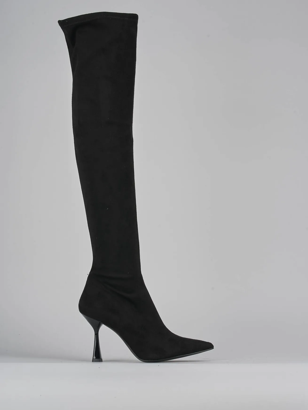 Stivali tacco 9cm camoscio nero