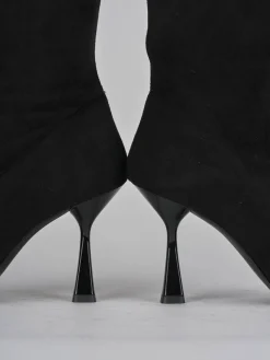 Stivali tacco 9cm camoscio nero