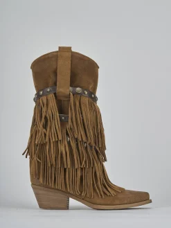 Stivali tacco 6cm camoscio marrone