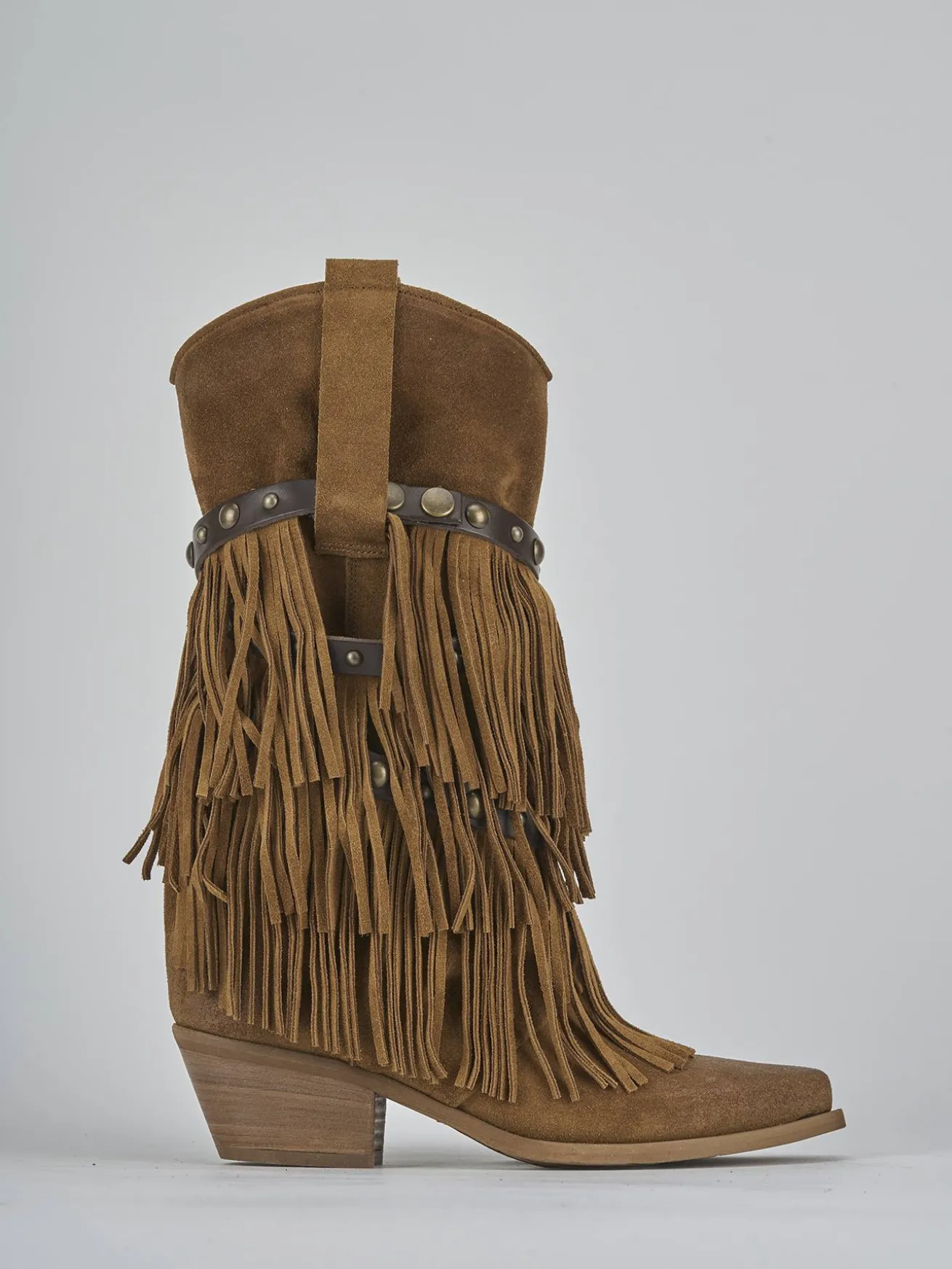 Stivali tacco 6cm camoscio marrone