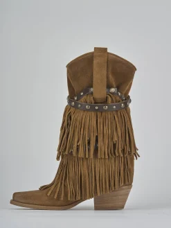 Stivali tacco 6cm camoscio marrone