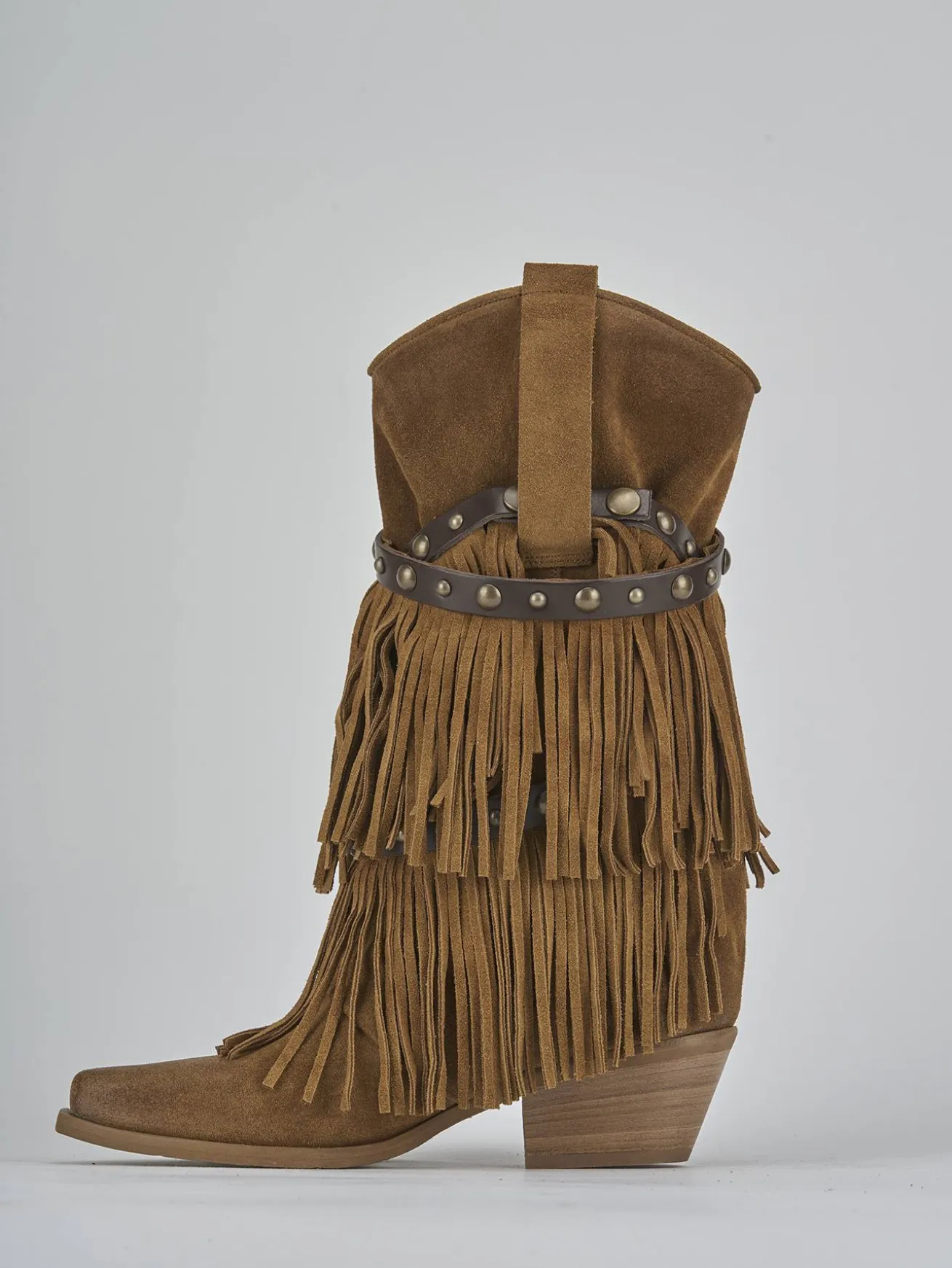 Stivali tacco 6cm camoscio marrone