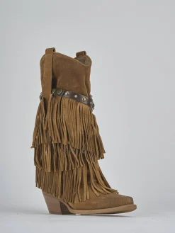 Stivali tacco 6cm camoscio marrone