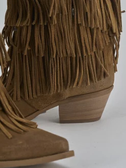 Stivali tacco 6cm camoscio marrone