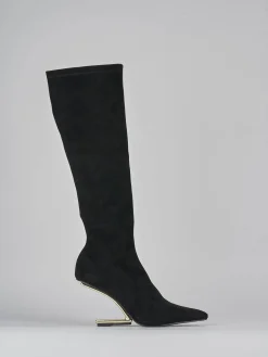 Stivali tacco 7cm camoscio nero