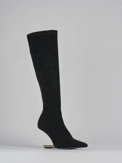 Stivali tacco 7cm camoscio nero