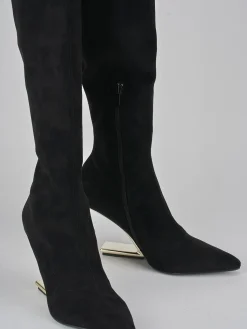 Stivali tacco 7cm camoscio nero