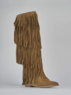 Stivali tacco 2cm camoscio marrone