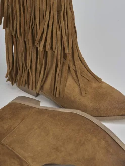 Stivali tacco 2cm camoscio marrone