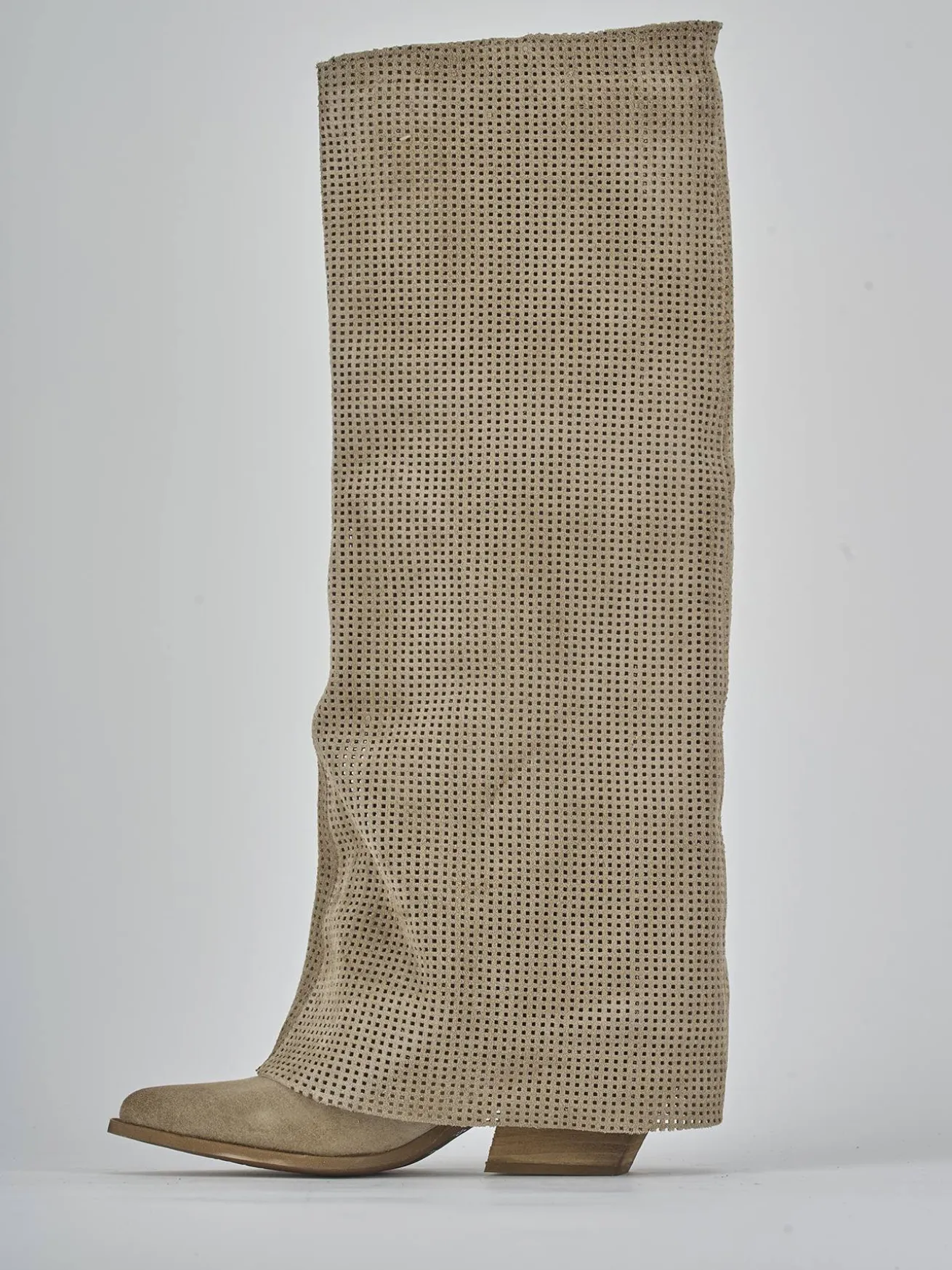 Stivali tacco 4cm camoscio beige